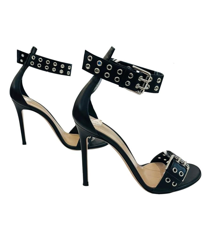 Black Gianvito Rossi Eyelet Embellished Leather Sandals For Sale
