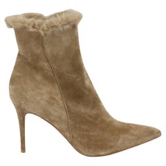 Gianvito Rossi Faux Fur Lined Suede Ankle Boots Eu 38.5 Uk 5.5 Us 8.5