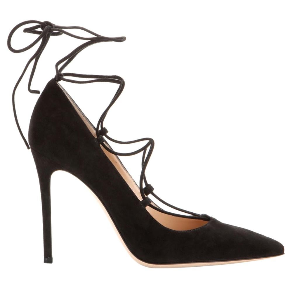 Gianvito Rossi Femi Lace-Up Suede Pumps