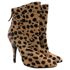 Gianvito Rossi for Balmain Leopard Print Calf Hair Ankle Boots IT38