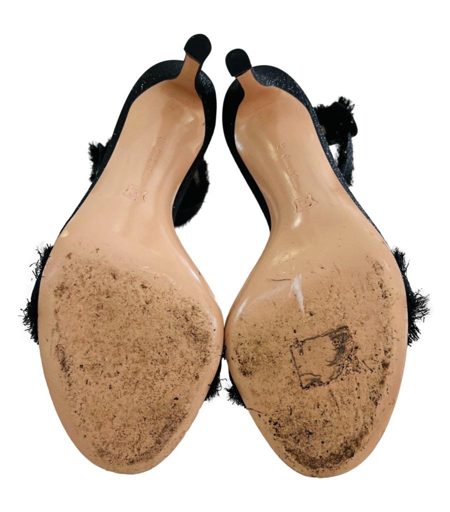 Gianvito Rossi Frayed Detail Suede Sandals For Sale 1
