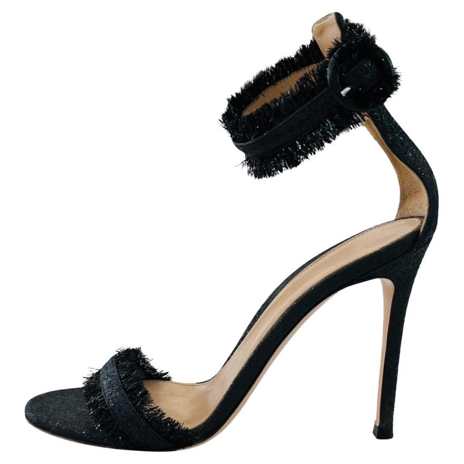Gianvito Rossi Frayed Detail Suede Sandals For Sale
