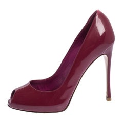 Gianvito Rossi Fuschia Pink Leather Peep Toe Pumps Size 38