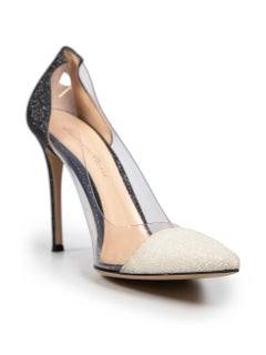Gianvito Rossi Glitter Plexi Pointed Toe Heels Size IT 37.5