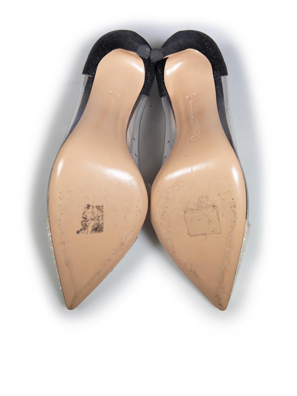 Gianvito Rossi Glitter Plexi Pointed Toe Heels Taglia IT 37.5 In condizioni buone in vendita a London, GB