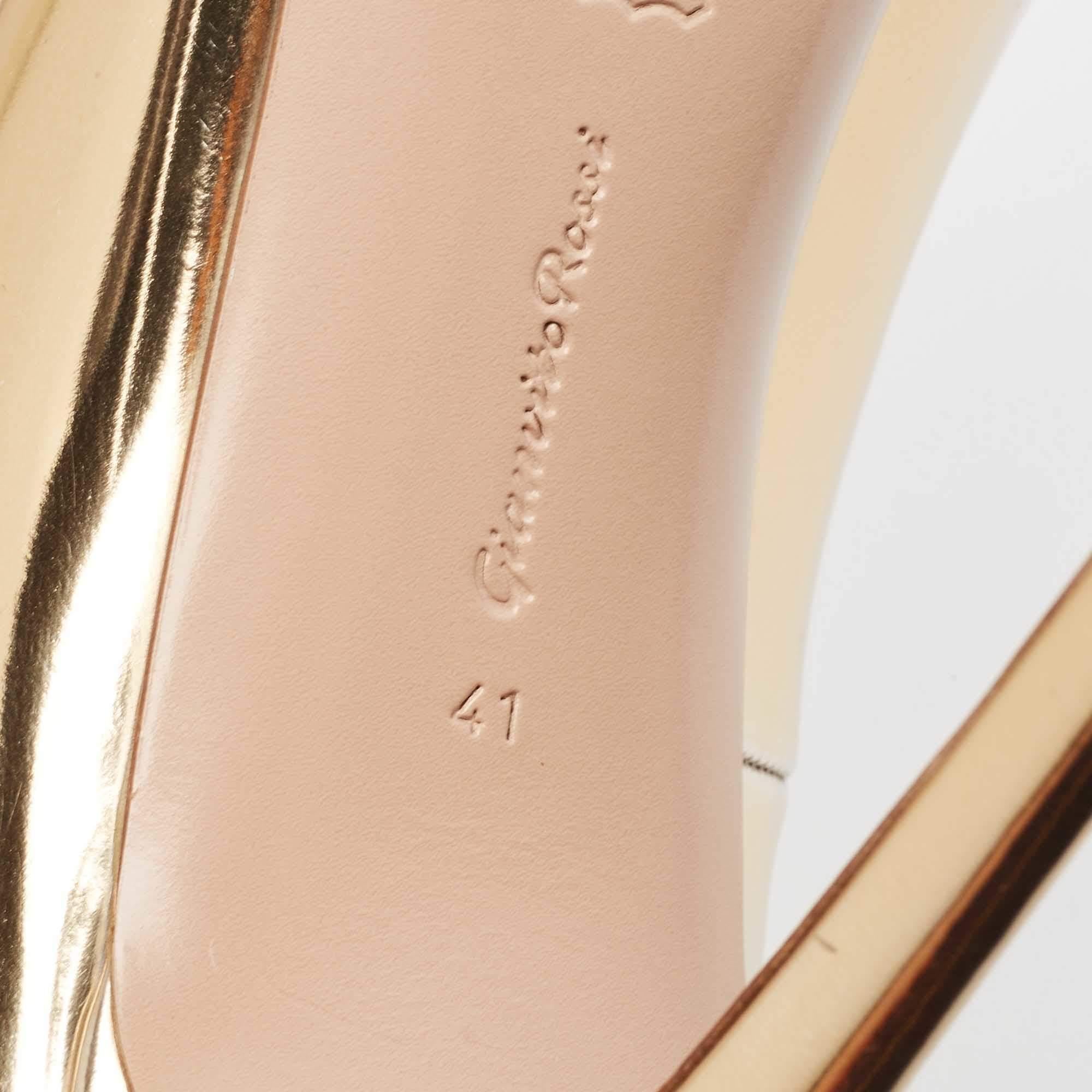 Gianvito Rossi Gold Leather Open Toe Pumps Size 41 For Sale 4