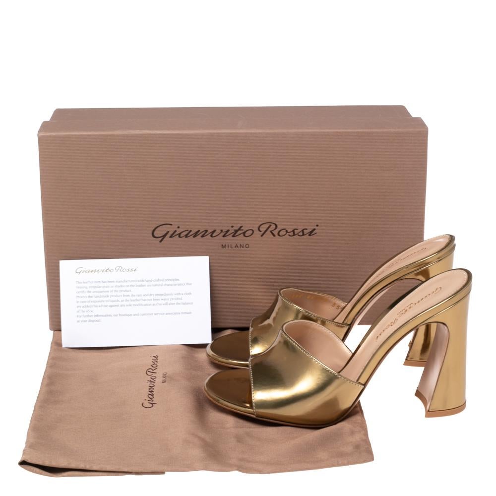 Gianvito Rossi Gold Leather Slide Sandals Size 35.5 2