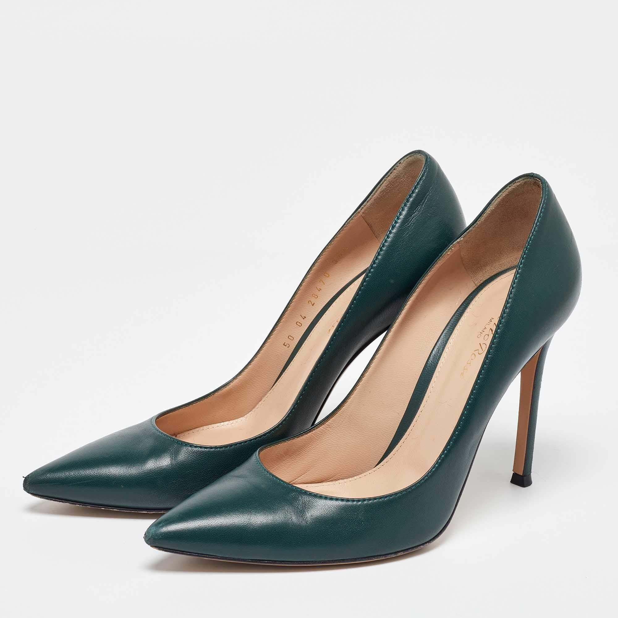 Make a chic style statement with these designer pumps. They showcase sturdy heels and durable soles perfect for your fashionable outings