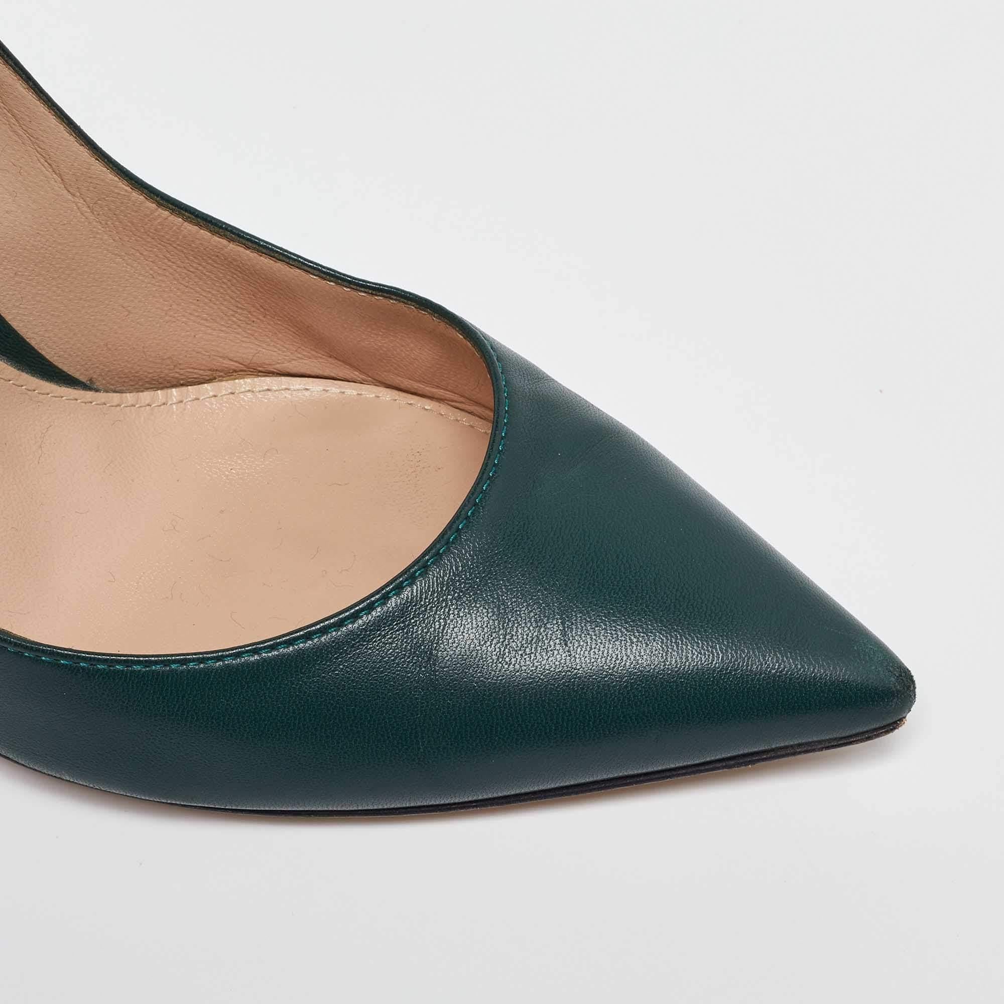 Gianvito Rossi Green Leather Gianvito Pumps Size 38.5 For Sale 2