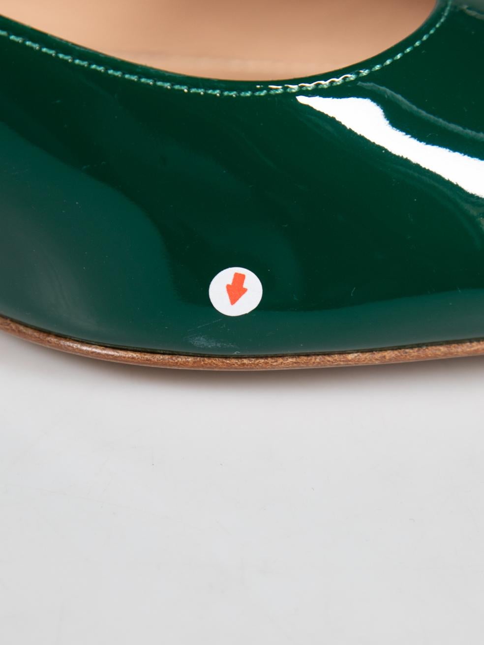 Gianvito Rossi Green Patent Square Toe Heels Size IT 39.5 For Sale 1
