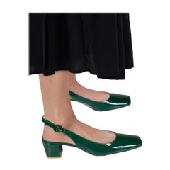 Gianvito Rossi Green Patent Square Toe Heels Size IT 39.5