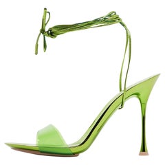 Gianvito Rossi Green PVC and Leather Spice Sandals Size 39