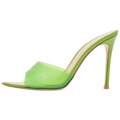 Gianvito Rossi Green PVC Elle Slide Sandals Size 37