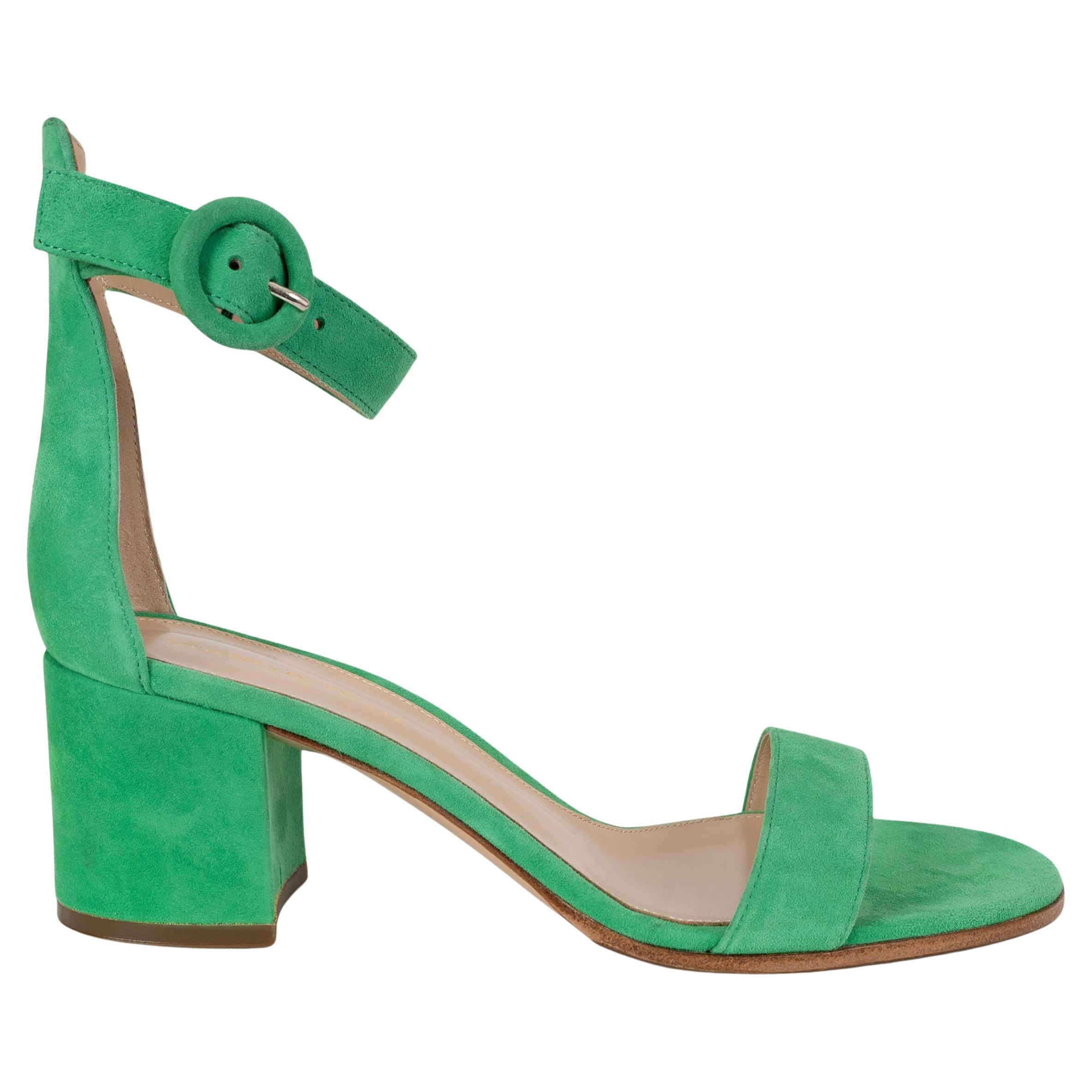 GIANVITO ROSSI green suede 2023 VERSILIA 60 Sandals Shoes 38.5 in vendita