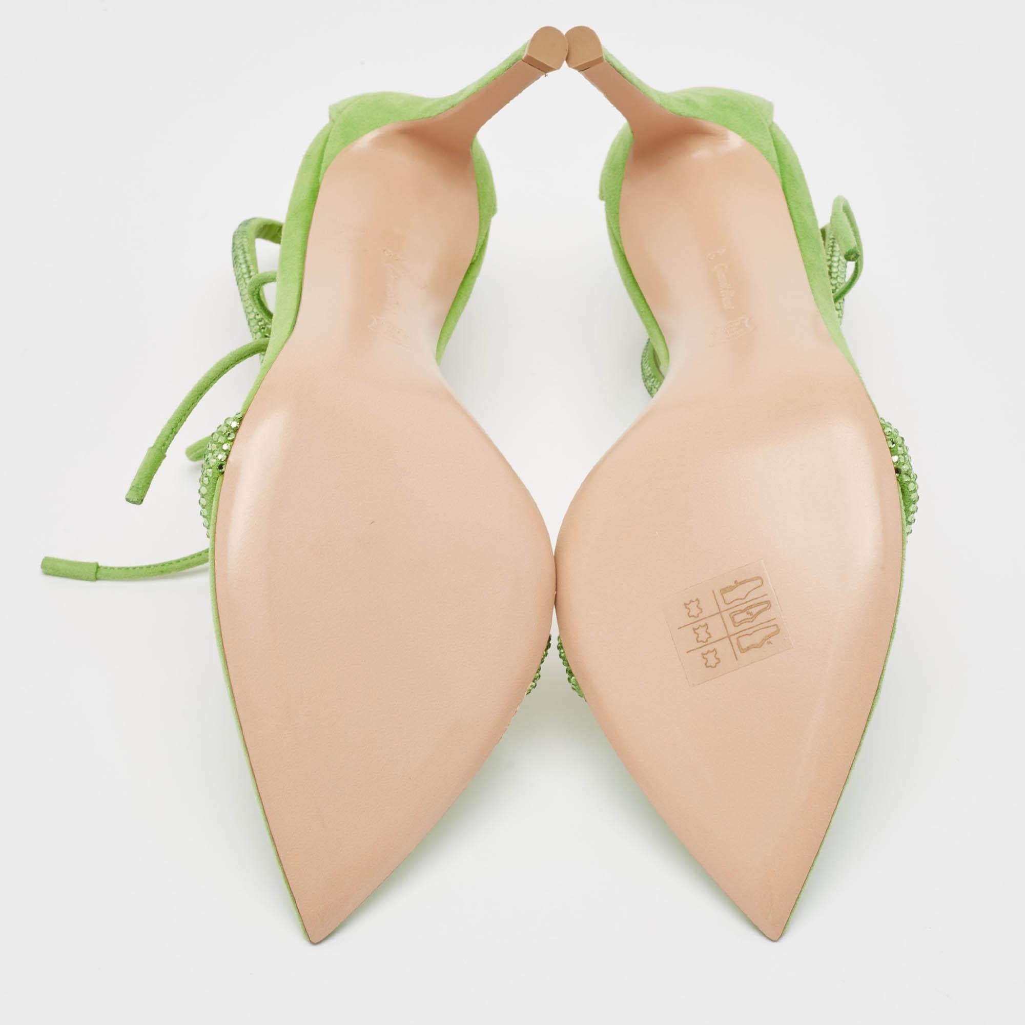 Gianvito Rossi Greene & Greene Greene in pelle scamosciata impreziosita da cristalli Sandali Montecarlo Taglia 40 in vendita 2