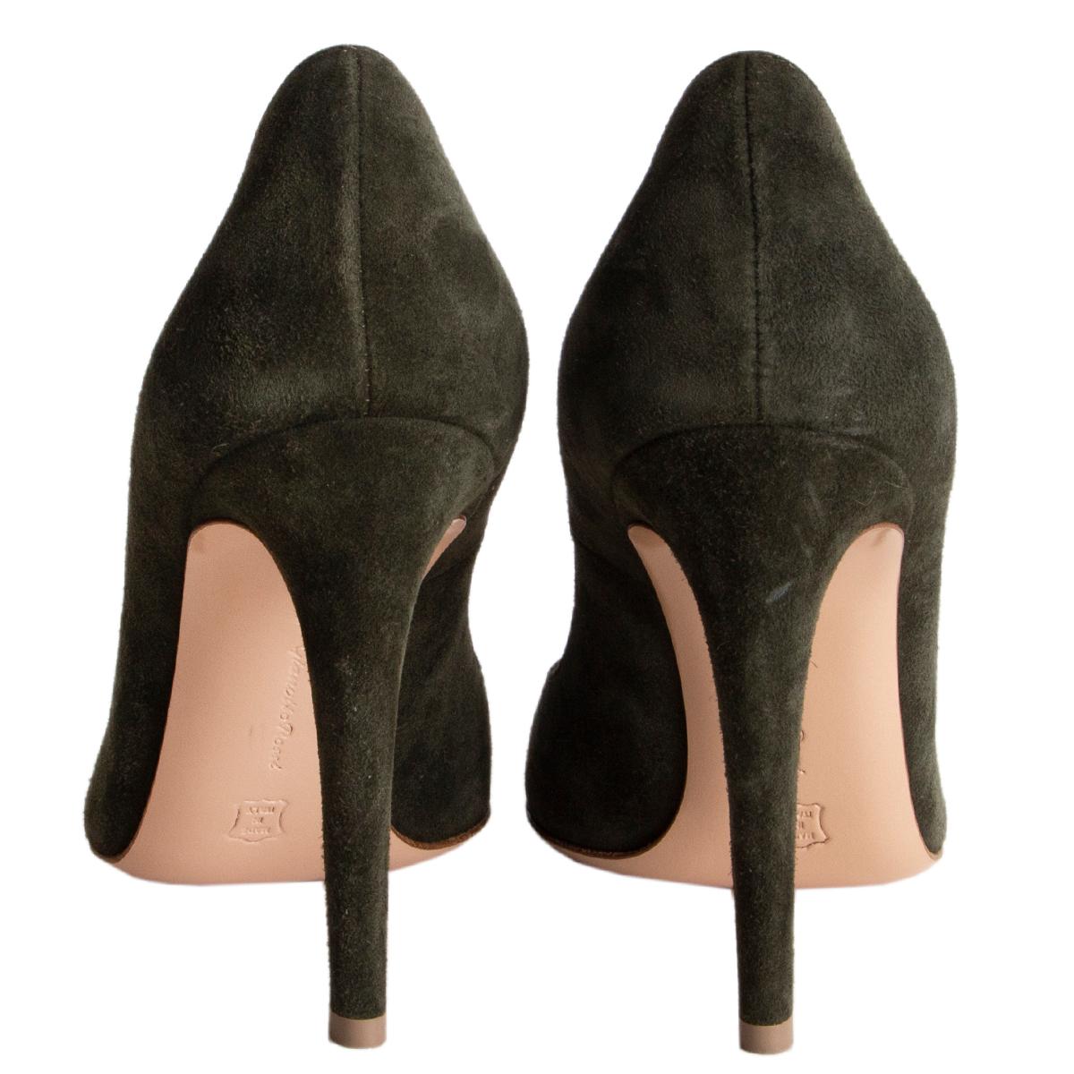 GIANVITO ROSSI Grüne FLORENCE-Pumps aus Wildleder 36 im Zustand „Neu“ im Angebot in Zürich, CH