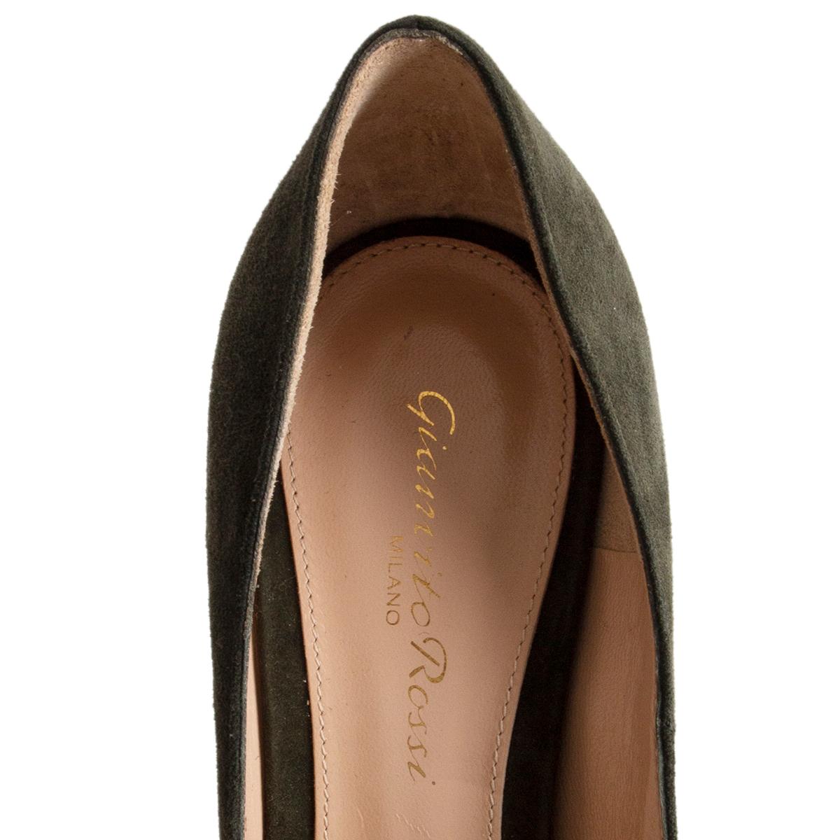 GIANVITO ROSSI green suede FLORENCE Pumps Shoes 36 In New Condition For Sale In Zürich, CH