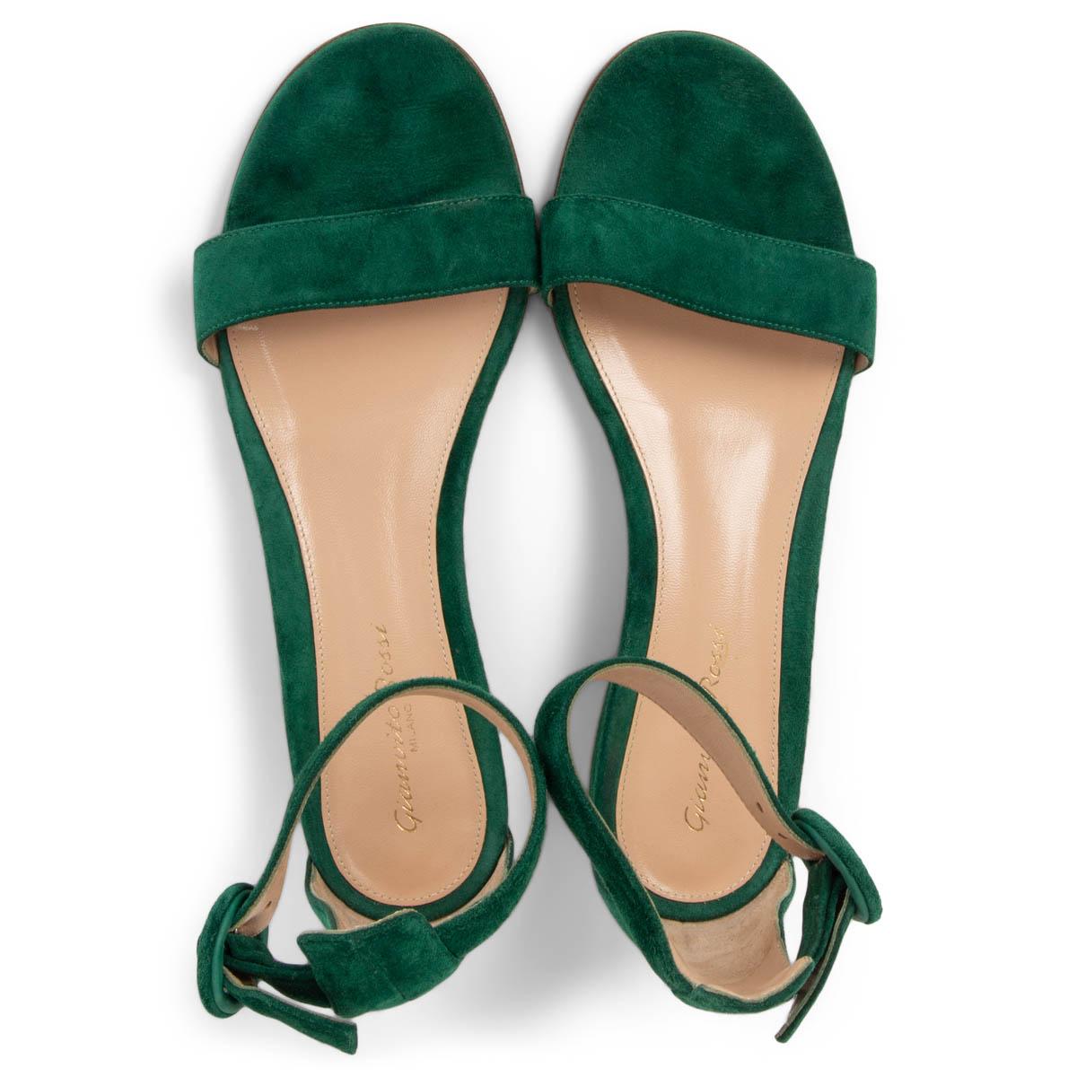 GIANVITO ROSSI green suede VERSILIA 60 Sandals Shoes 38 In Excellent Condition In Zürich, CH