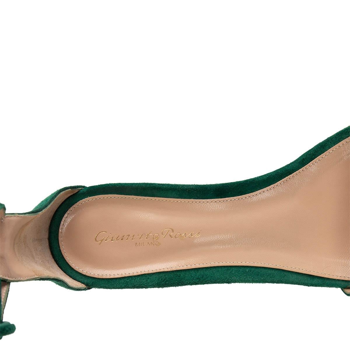 Women's GIANVITO ROSSI green suede VERSILIA 60 Sandals Shoes 38