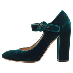 Gianvito Rossi Green Velvet Lorraine Mary Jane Pumps Size 36