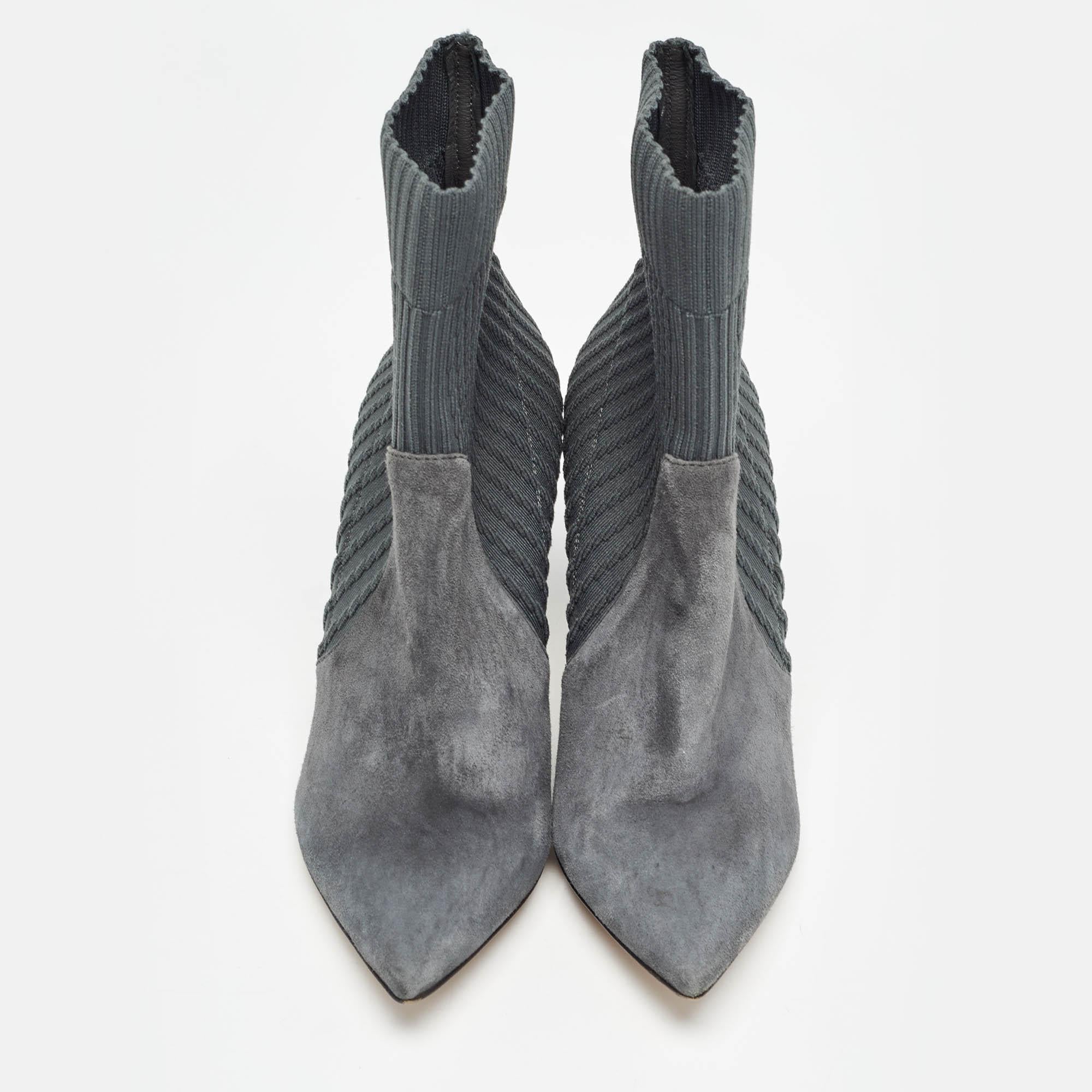 Gris Gianvito Rossi - Bottines Katie en tricot gris et daim, taille 36,5 en vente