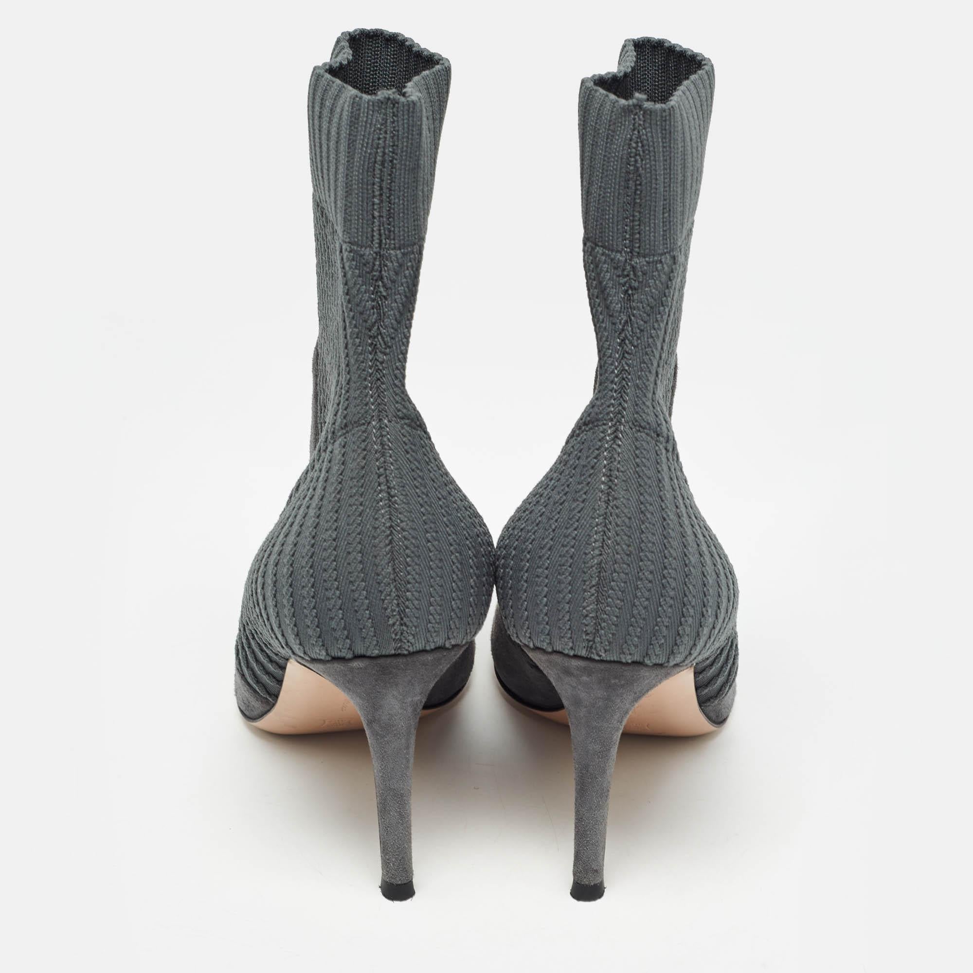 Gianvito Rossi - Bottines Katie en tricot gris et daim, taille 36,5 Pour femmes en vente