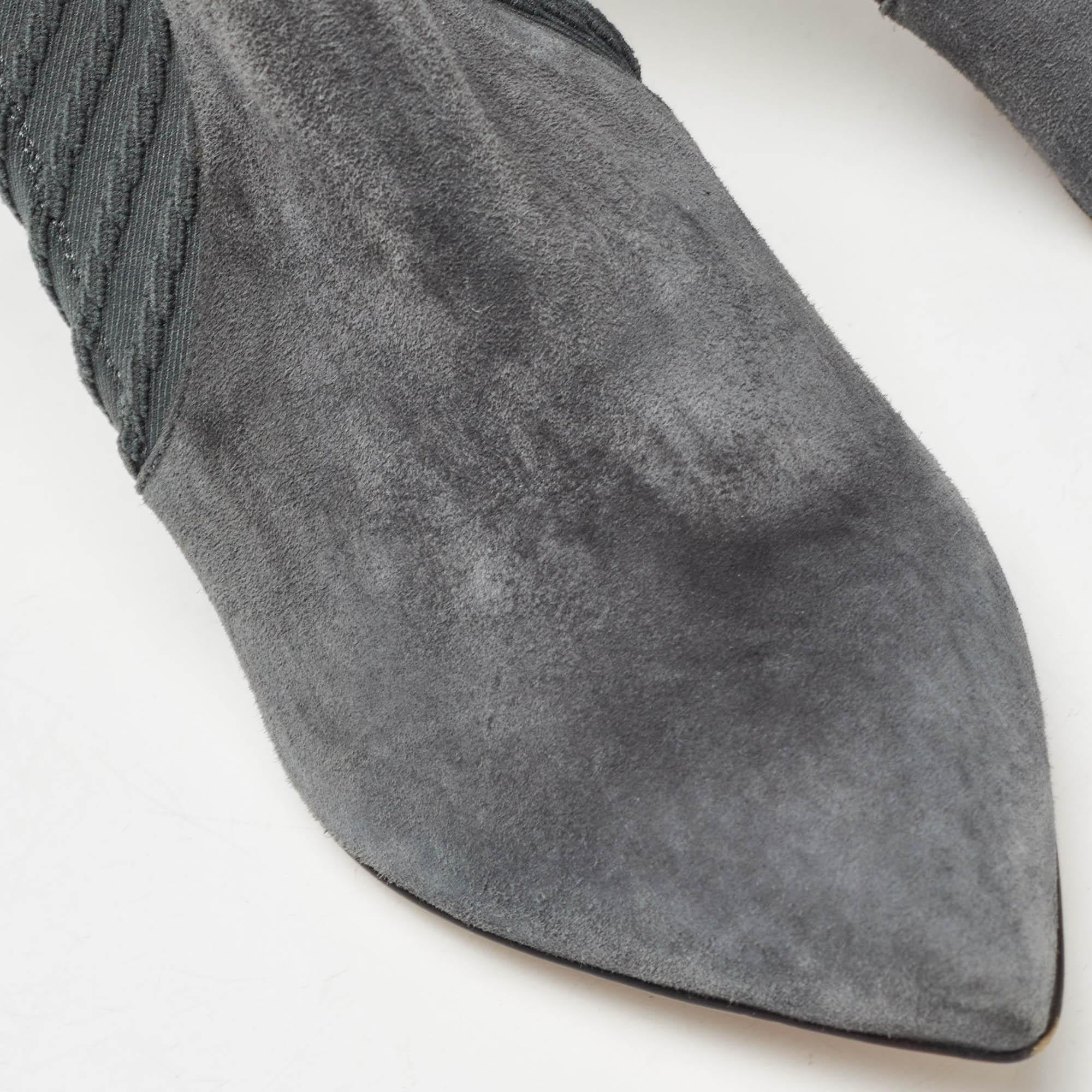 Gianvito Rossi - Bottines Katie en tricot gris et daim, taille 36,5 en vente 2