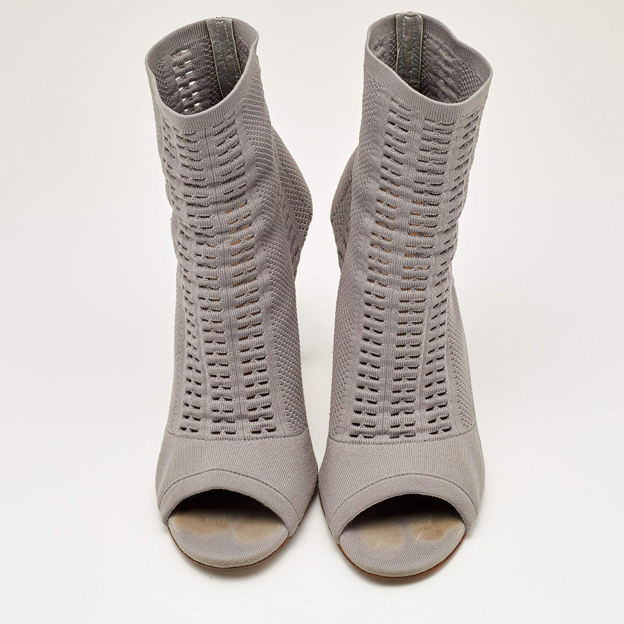 Gris Gianvito Rossi Bottines Vires en tricot gris taille 40,5