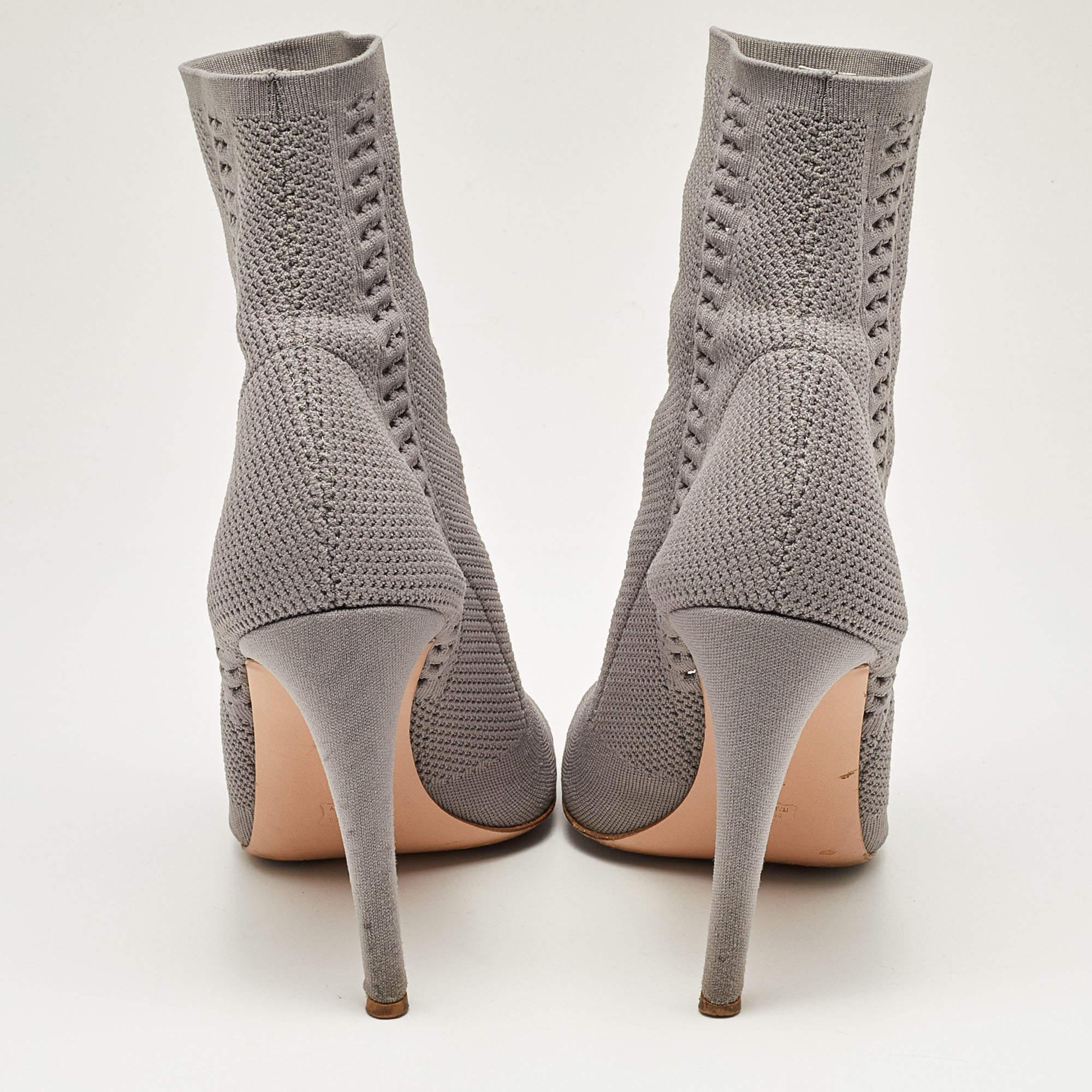  Gianvito Rossi Bottines Vires en tricot gris taille 40,5 Pour femmes 