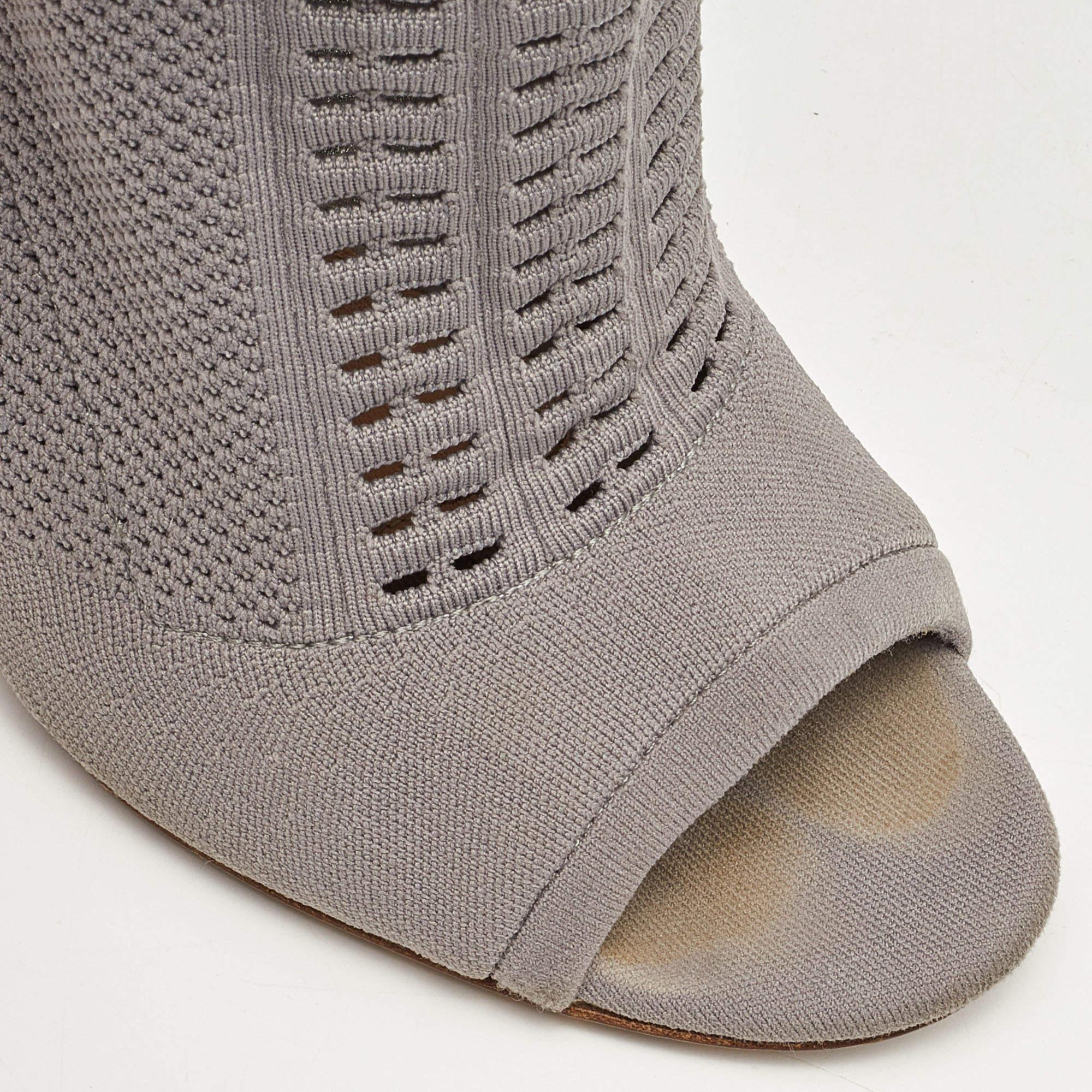 Gianvito Rossi Bottines Vires en tricot gris taille 40,5 2