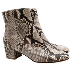 Gianvito Rossi Grey Snakeskin Low Heel Ankle Boots - Size 38.5