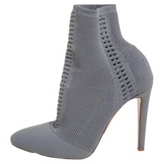 Gianvito Rossi Grey Stretch Knit Thurlow Ankle Boots Size 39
