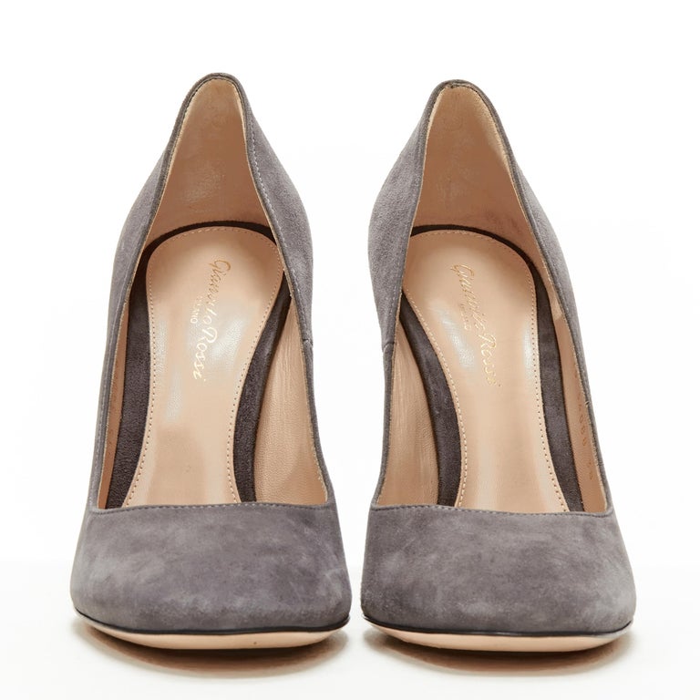 GIANVITO ROSSI grey suede almond toe stiletto heel pump EU38 For Sale