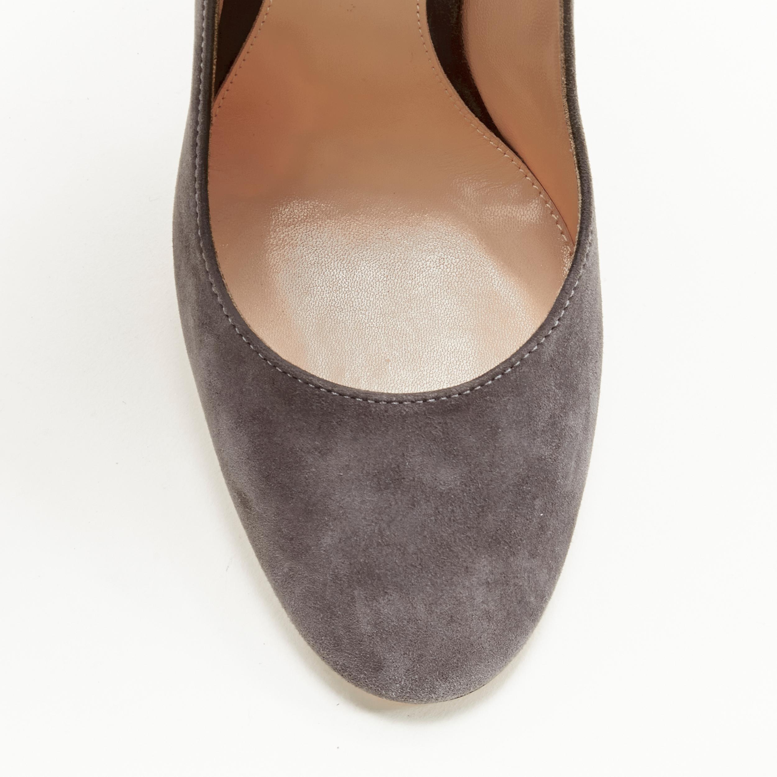 Women's GIANVITO ROSSI grey suede almond toe stiletto heel pump EU38