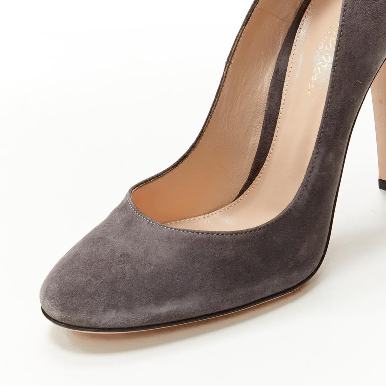 GIANVITO ROSSI grey suede almond toe stiletto heel pump EU38 For Sale