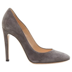 GIANVITO ROSSI grey suede almond toe stiletto heel pump EU38