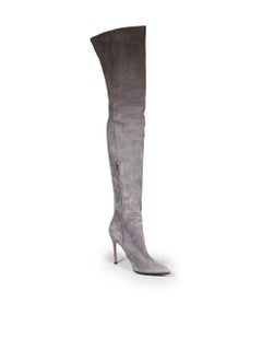 Gianvito Rossi Grey Suede Bea Cuissard 105 Boots Size IT 40