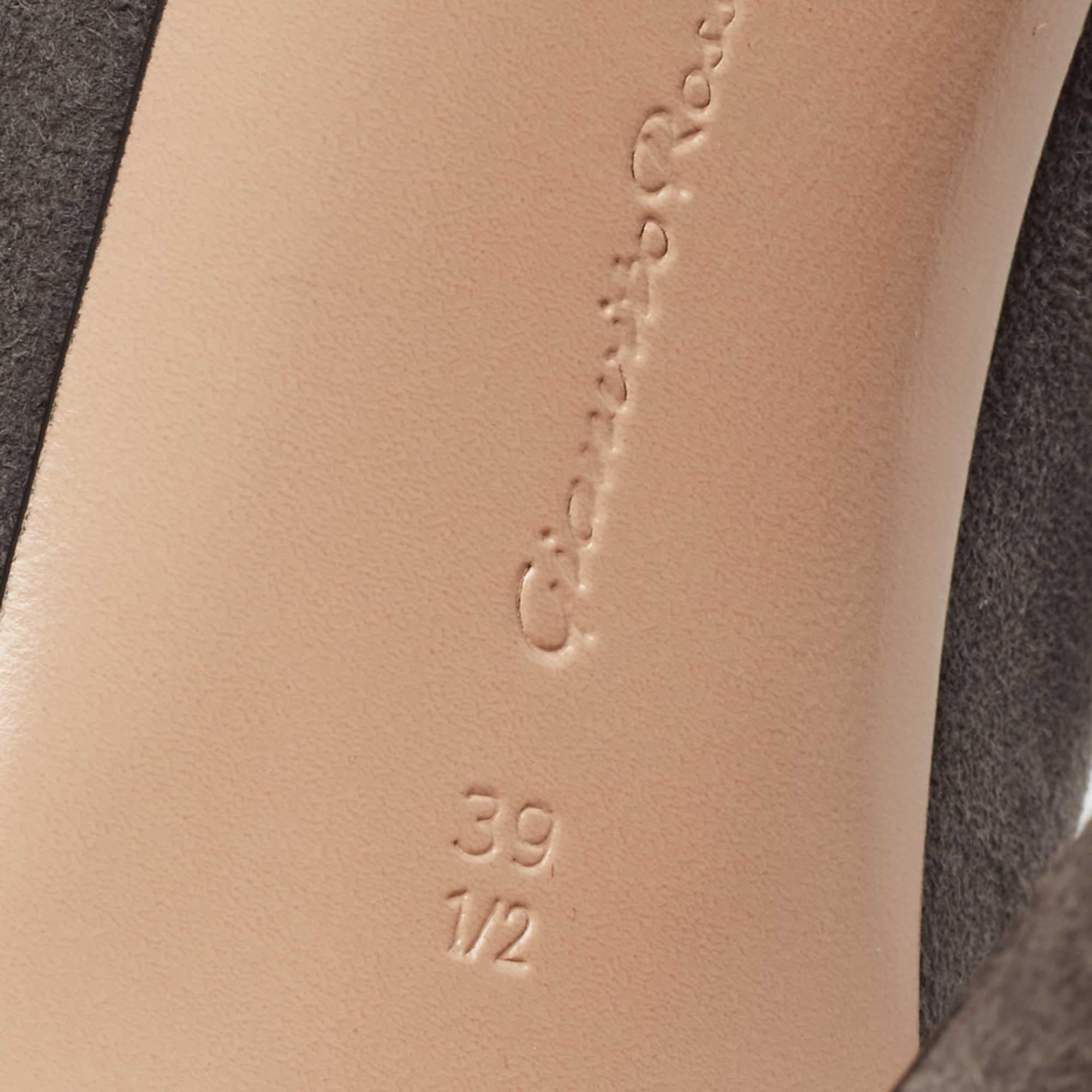  Bottines en daim grises à bout ouvert Gianvito Rossi, Taille 39,5 Pour femmes 