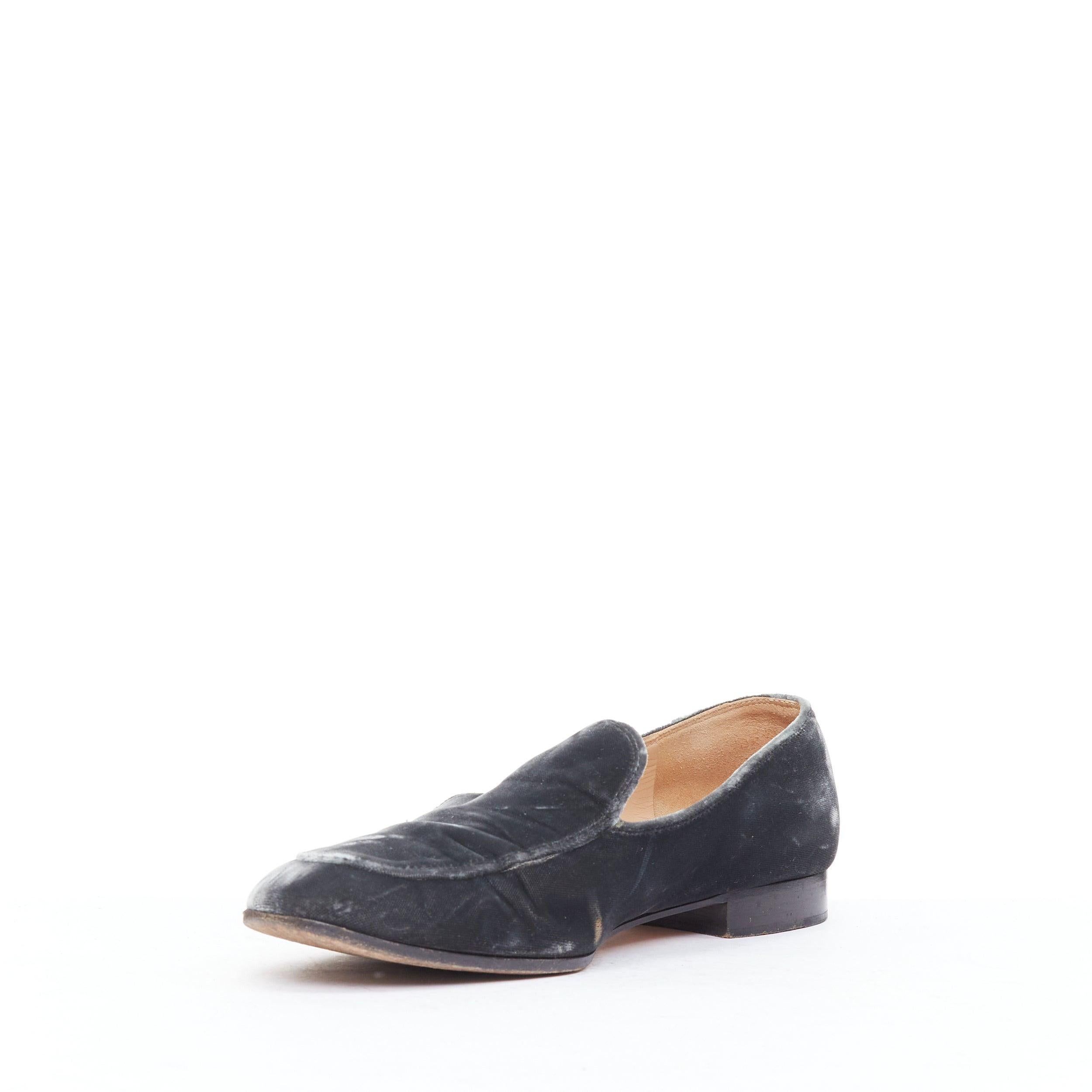 GIANVITO ROSSI mocasines minimal slip on de terciopelo gris con pespuntes EU38 en Bastante bueno estado para la venta en Hong Kong, NT