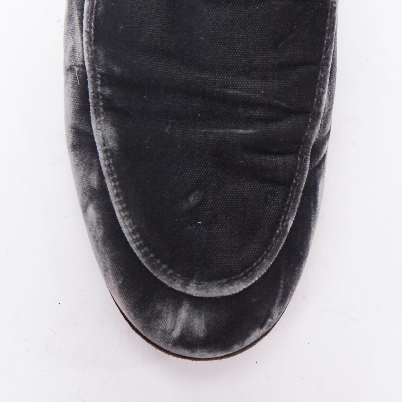 GIANVITO ROSSI mocasines minimal slip on de terciopelo gris con pespuntes EU38 en venta 1