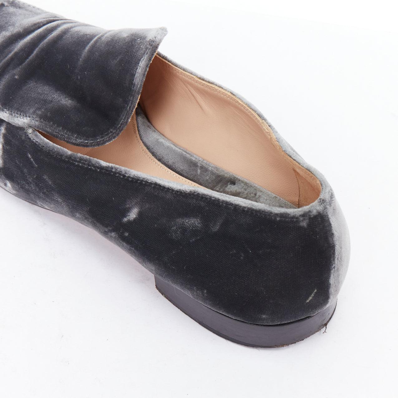 GIANVITO ROSSI mocasines minimal slip on de terciopelo gris con pespuntes EU38 en venta 3