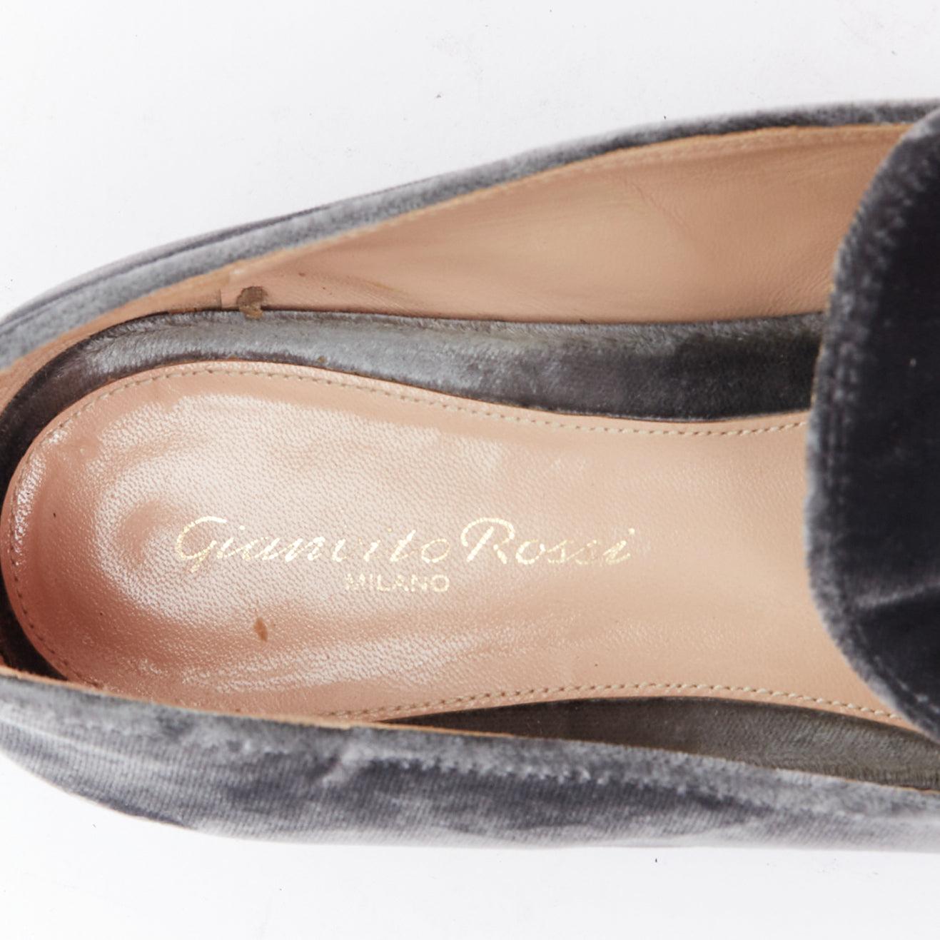 GIANVITO ROSSI mocasines minimal slip on de terciopelo gris con pespuntes EU38 en venta 4