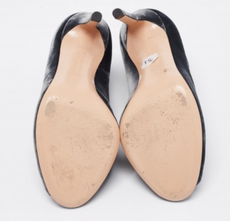 Gianvito Rossi Botines Peep-Toe de terciopelo gris Tamaño 35.5 en venta 3