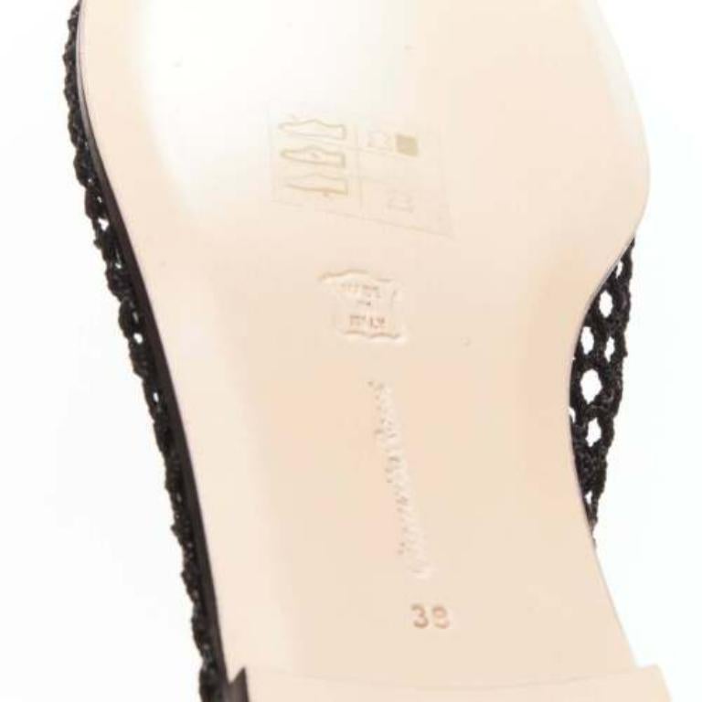 GIANVITO ROSSI Helena black crochet mesh gold rings lace up  sandals EU38 For Sale 5