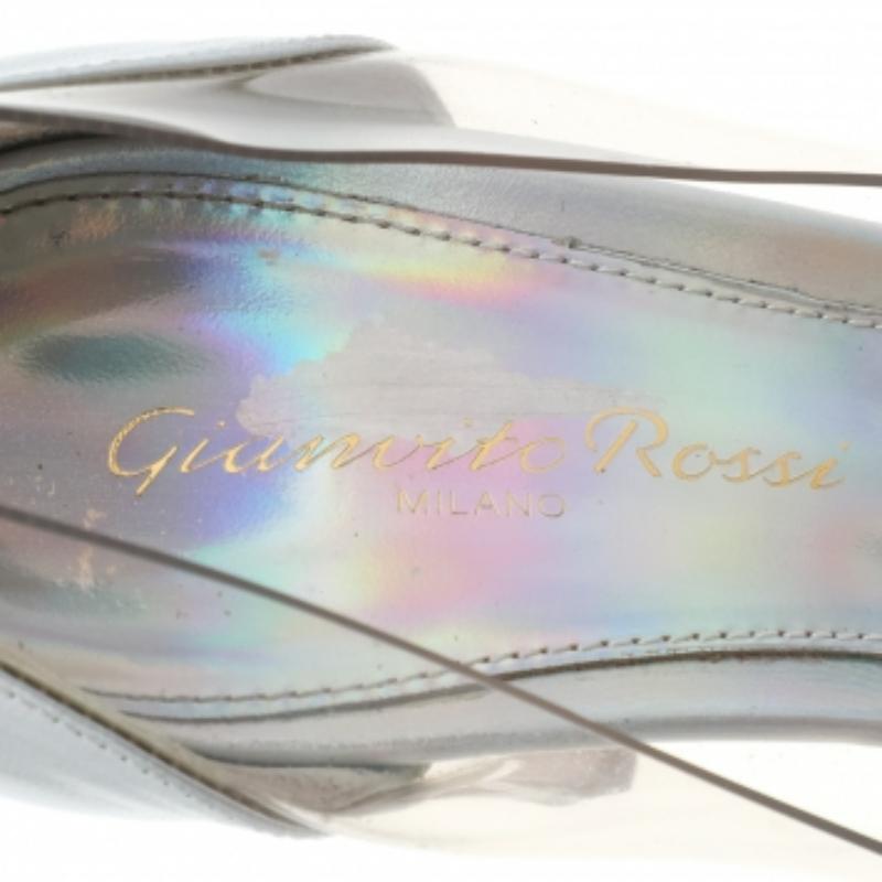 Gianvito Rossi Hologram Leather And PVC Plexi Pointed Toe Pumps Size 36.5 For Sale 1