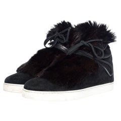 Gianvito Rossi, Inuit Sneakers aus Wildleder mit Pelzbesatz