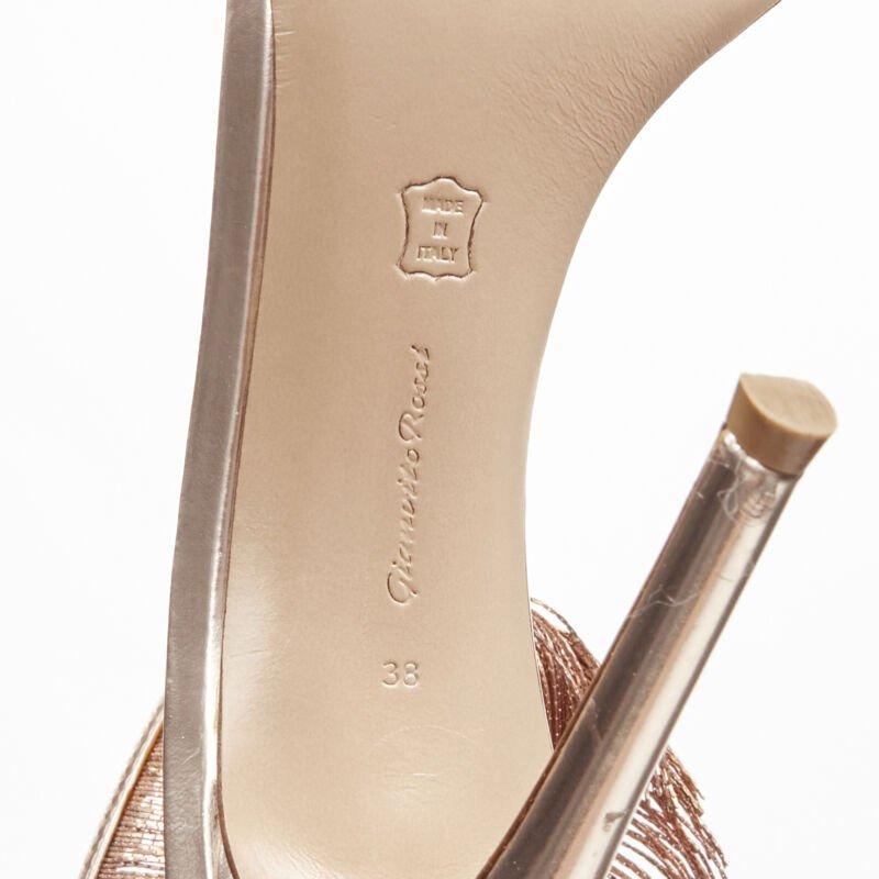 GIANVITO ROSSI Josephine sandalia de tacón alto con flecos de metal cobrizo EU38 en venta 5