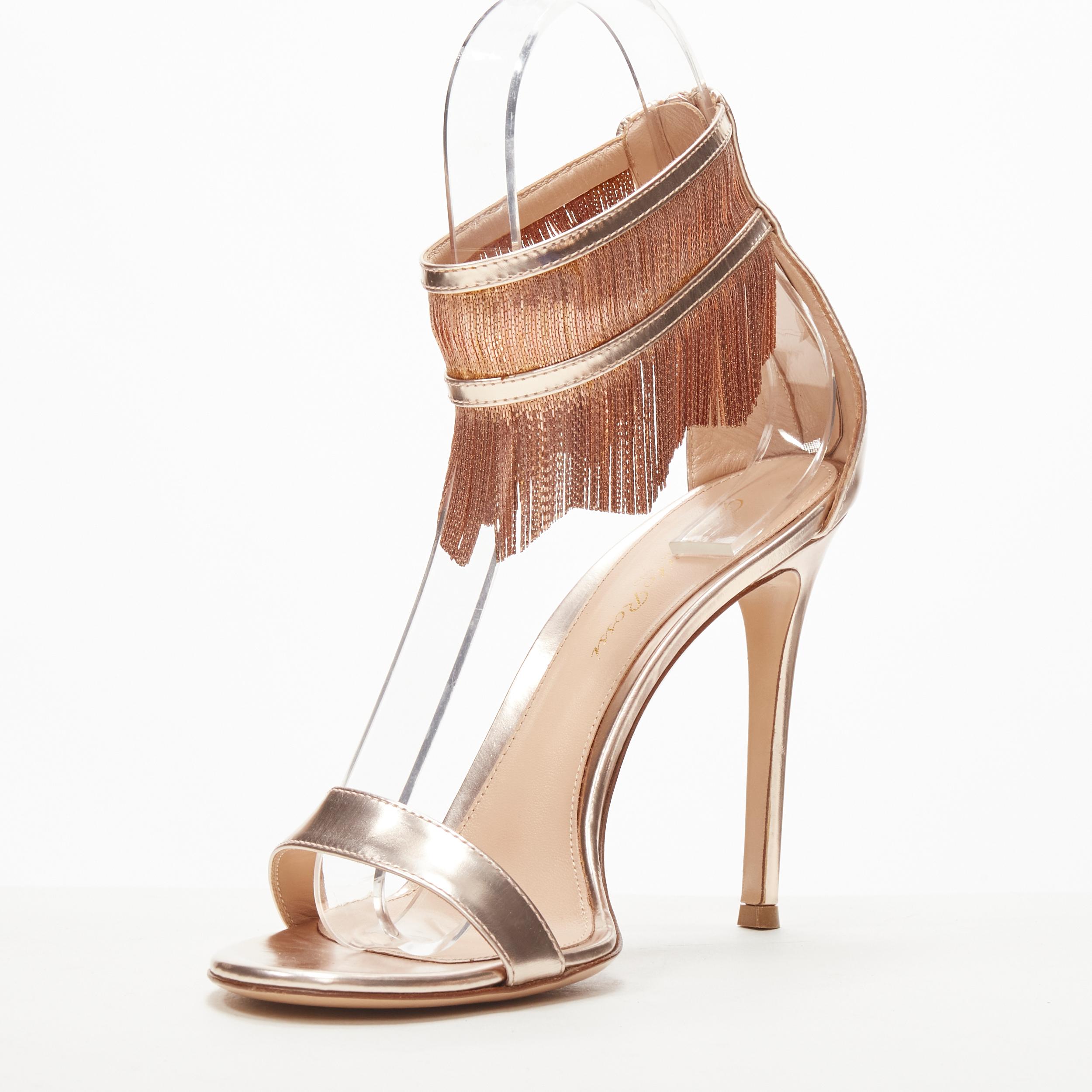 copper designer ankle strap heels