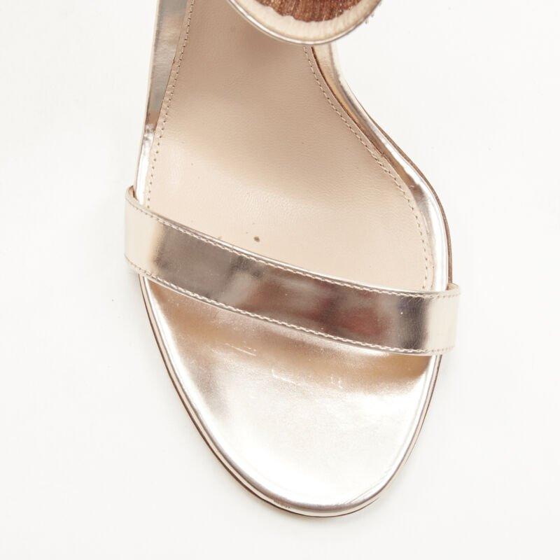 GIANVITO ROSSI Josephine sandalia de tacón alto con flecos de metal cobrizo EU38 en venta 1