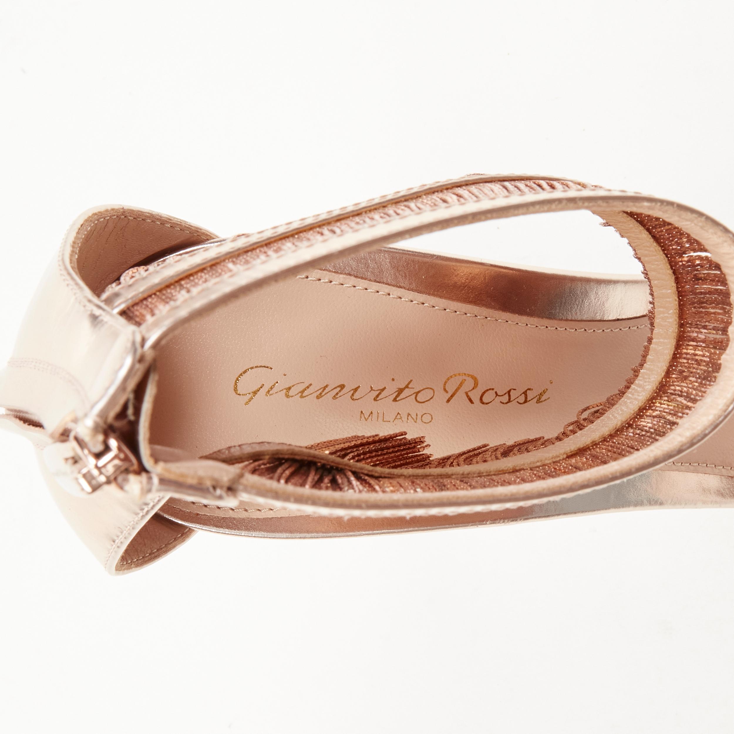 GIANVITO ROSSI Josephine copper metal fringe ankle strap high heel sandal EU38 For Sale 1